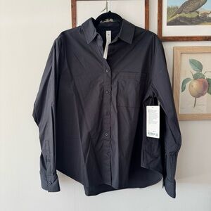 NWT lululemon Cotton Blend Poplin Button Down Shirt Black M